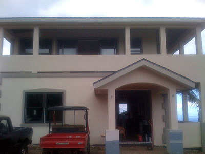 Stucco design on front of home